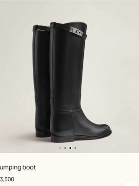 Hermes Black Over-the-Knee Leather Riding Boots with Silver Buckle